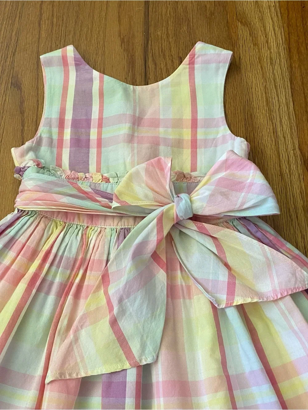 Ralph Lauren Pastel Plaid Bow-Waist Girls Dress